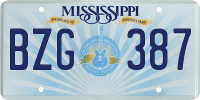 MS license plate BZG387