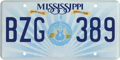 MS license plate BZG389