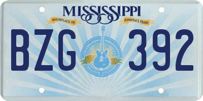 MS license plate BZG392