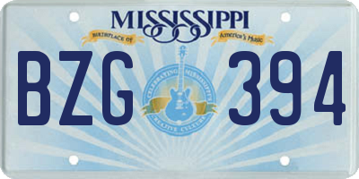 MS license plate BZG394