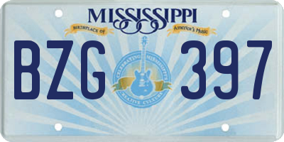 MS license plate BZG397