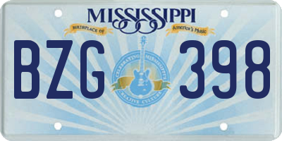 MS license plate BZG398