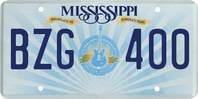 MS license plate BZG400