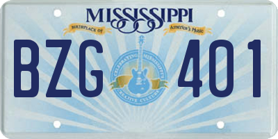 MS license plate BZG401