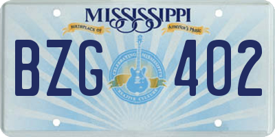 MS license plate BZG402