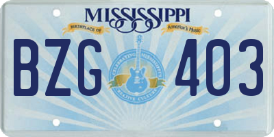 MS license plate BZG403