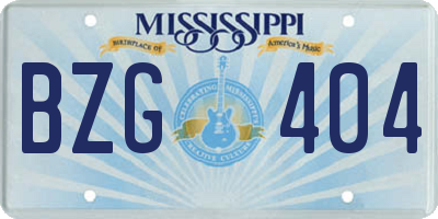 MS license plate BZG404
