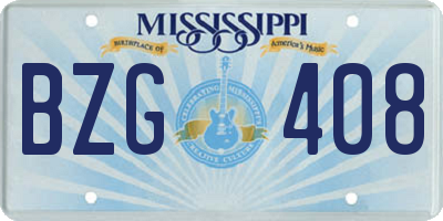 MS license plate BZG408