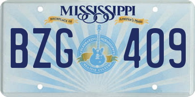 MS license plate BZG409