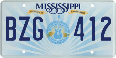 MS license plate BZG412