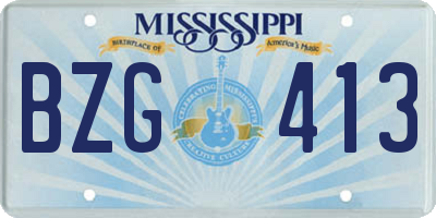 MS license plate BZG413