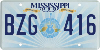 MS license plate BZG416