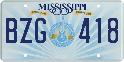 MS license plate BZG418