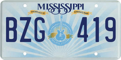 MS license plate BZG419