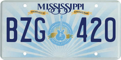 MS license plate BZG420