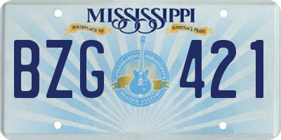 MS license plate BZG421