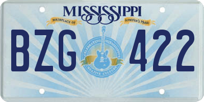 MS license plate BZG422