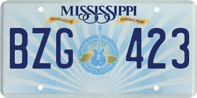 MS license plate BZG423