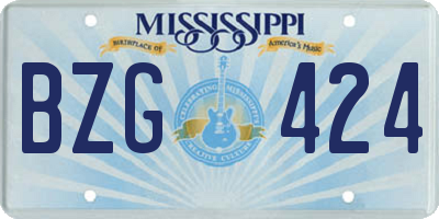 MS license plate BZG424
