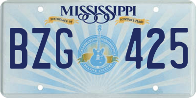 MS license plate BZG425