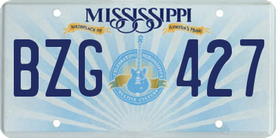 MS license plate BZG427