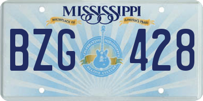 MS license plate BZG428