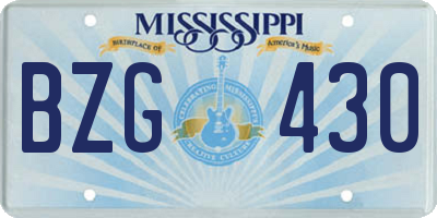 MS license plate BZG430