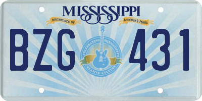 MS license plate BZG431