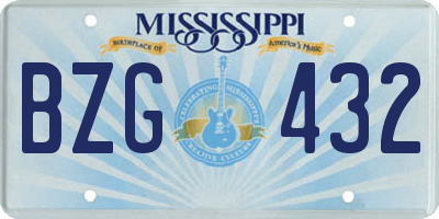 MS license plate BZG432