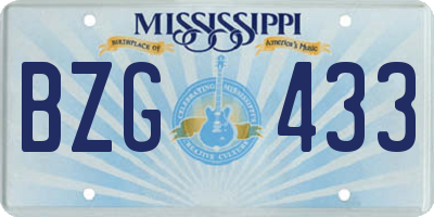 MS license plate BZG433