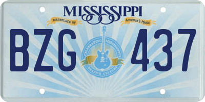 MS license plate BZG437
