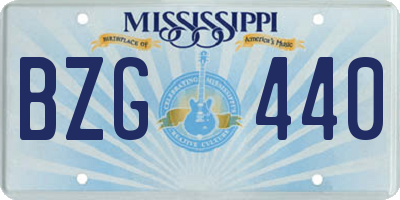 MS license plate BZG440