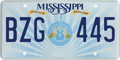 MS license plate BZG445