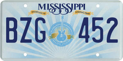 MS license plate BZG452