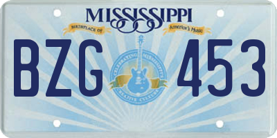 MS license plate BZG453