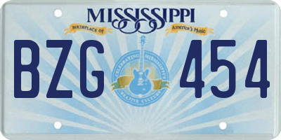 MS license plate BZG454
