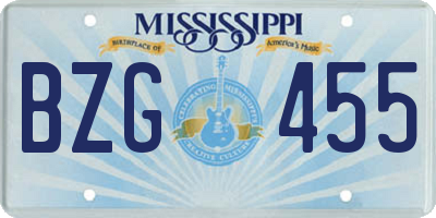 MS license plate BZG455
