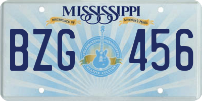 MS license plate BZG456