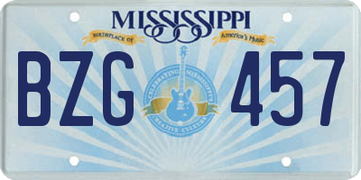 MS license plate BZG457