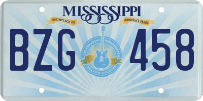 MS license plate BZG458