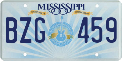 MS license plate BZG459
