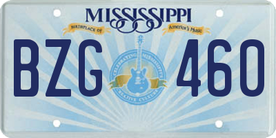 MS license plate BZG460