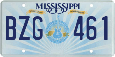 MS license plate BZG461
