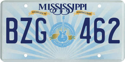 MS license plate BZG462