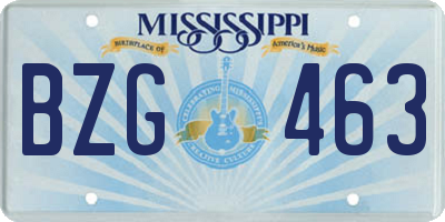 MS license plate BZG463
