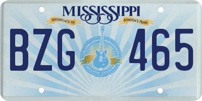 MS license plate BZG465
