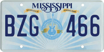 MS license plate BZG466