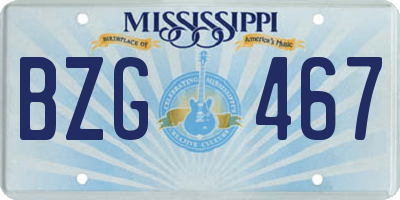 MS license plate BZG467