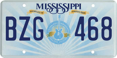 MS license plate BZG468