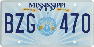MS license plate BZG470
